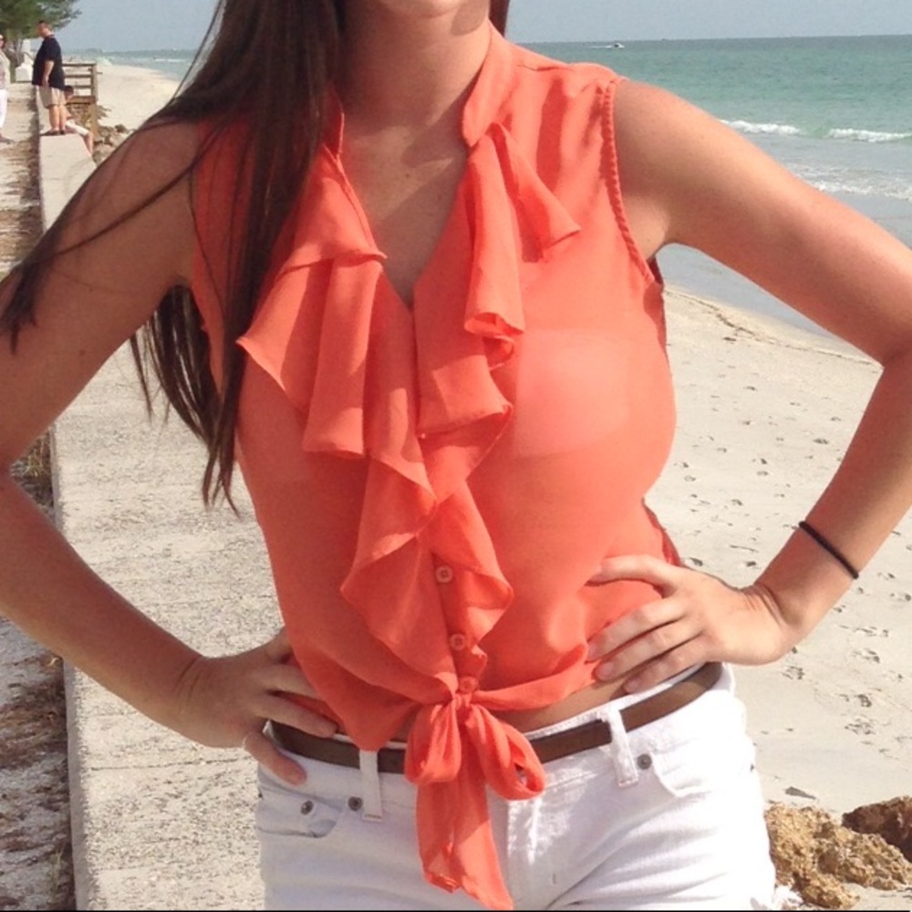 Small Peach Sheer Tank Top